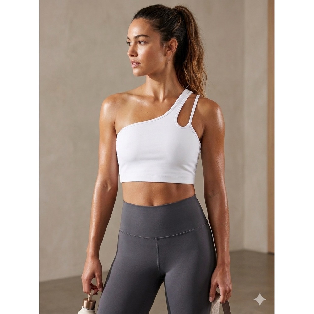 Cotton On Body Ultra Soft Keyhole Vestlette‎ White One Shoulder Crop Top L New